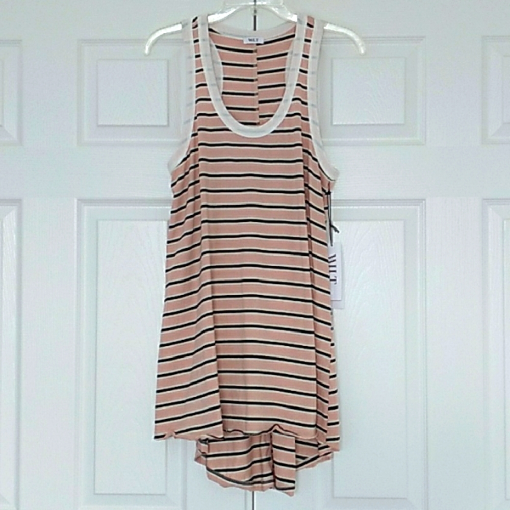 Wilt Putty Pink & Black Stripe Tunic Tank Top